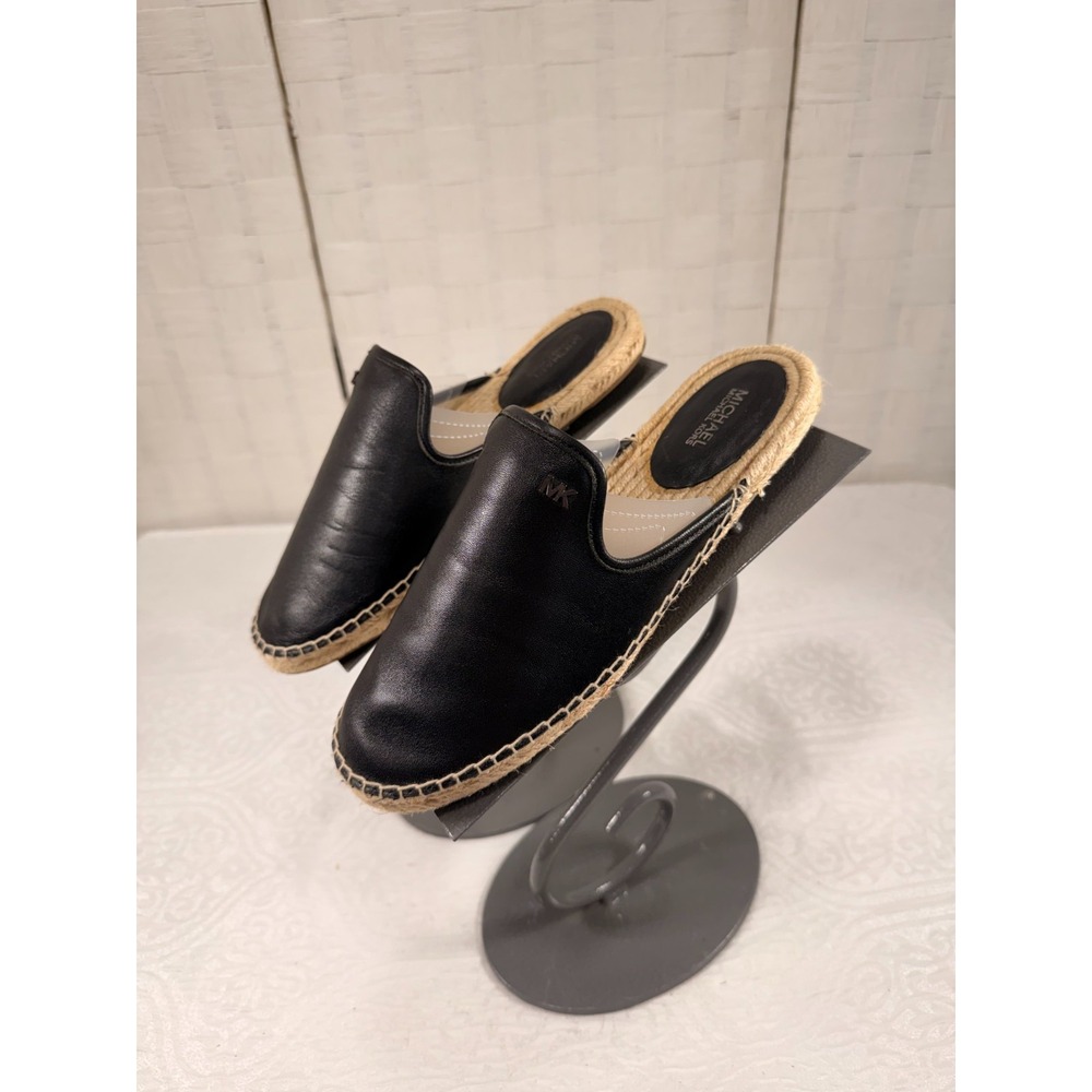 Michael Kors black leather slip on shoes womens size 8.5